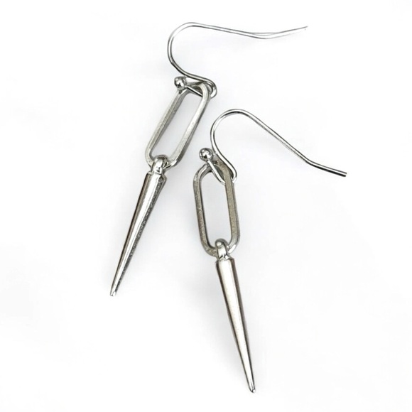 5 For $25💫Alternative Silver Paperclip Punk Spike Cone Dangles Earrings - Picture 3 of 5